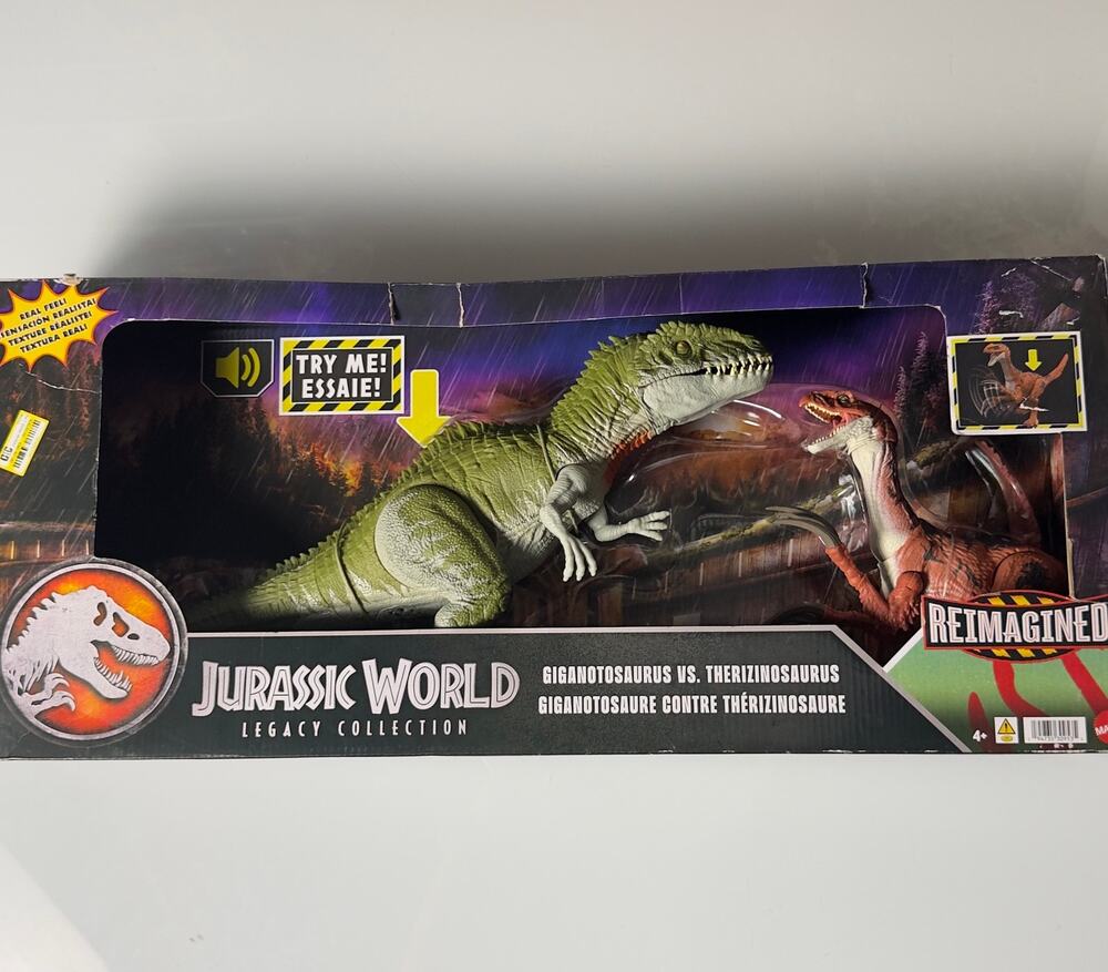 Jurassic World Legacy Giganotosaurus vs Therizinosaurus 2 Pack Mattel New
